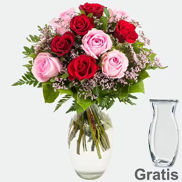 Rosenstrauß Harmony mit Vase